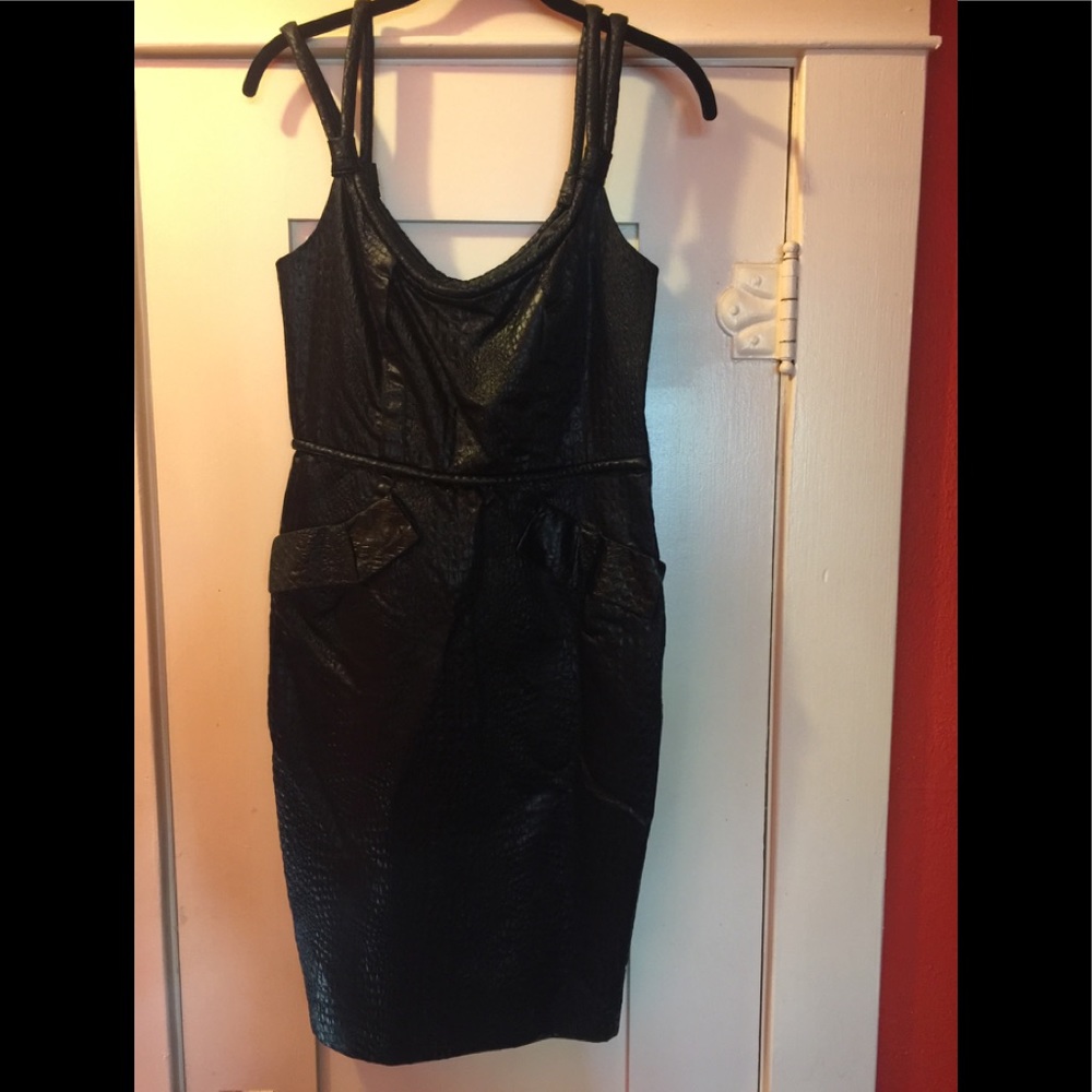 Yoana Baraschi leather like black mini dress